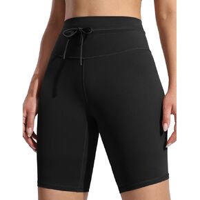 POSHDIVAH Women's Creamluxe Biker Shorts-6"/8" High Waisted Tummy Control Drawstring Gym Yoga Workout Shorts
