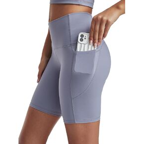 شورتات راكب الدراجة النارية عالية الخصر للسيدات مع الجيوب السيطرة على البطن Leggins القصيرة لليوغا تجريب الصالة الرياضية