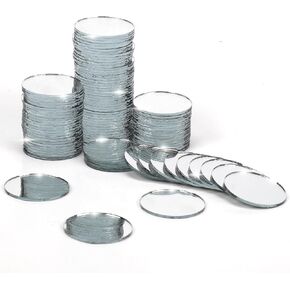 60 Pieces Small Circle Craft Mirror, 2 Inch Mini Mosaic Mirror Tiles Round Decorative Glass Mirror for DIY Crafts
