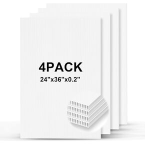 White Poster Boards 24×36’’, 0.2’’ Thick Corrugated Plastic Boards, Large Blank Poster Boards for Sign, School Projects,Craft,Art, Indoor and Outdoor Use （4Pack）