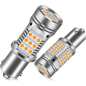 2Pcs 1156 LED Bulb Amber Turn Signal Light Anti Hyper Flash CANBUS Error Free 360lm 42-LED Built-in Load Resistor 1156 BA15S P21W 1141 1073 7506 1003 12V 150°Led Bulb(1156 Amber)