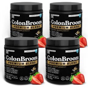 ColonBroom Premium Weight Loss Supplement (Strawberry) - Colon Broom Psyllium Husk Fiber Powder Drink - Gluten Free, Non-GMO Colon Cleanse for Bloating Relief & Gut Health, 120 Servings