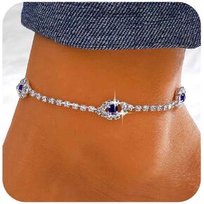 Boho Crystal Evil Eye Anklet Bracelet Rhinestone Eye Ankle Bracelets Silver Tennis Chain Anklets Hollow Eye Anklets Minimalist Cz Anklets Foot Chain Jewelry for Women