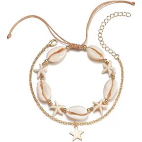 Boho Bead Anklets Barefoot Sandals Adjustable Link Anklet Multilayerd Ankle Bracelate Elastic Stretch Summer Beach Foot Chain Vacation Gift For Women Friendship