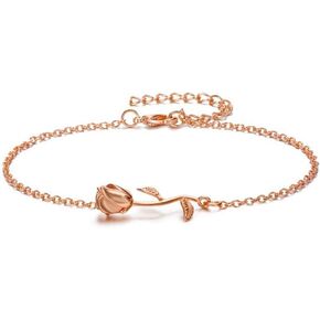 WLL Rose Flower Anklets Bracelets For Women Beach Anklets Foot Chain for Holiday Jewelry