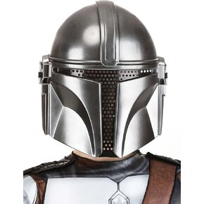 Jazwares Star Wars Boys Mandalorian Child Mask ، ملحقات خوذة أزياء الأطفال في عيد الهالوين - Silver Standard Silver