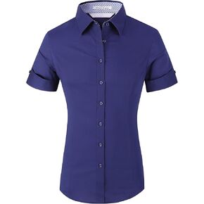 Alex Vando Womens Dress Shirts Wrinkle Free Solid Color Stretch Work Shirt