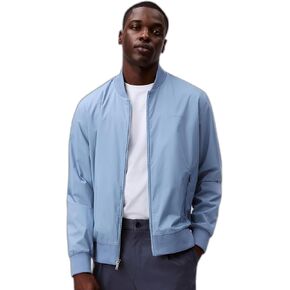Calvin Klein Men's Matte Logo Zip Bomber Jacket Faded Denim
