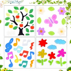 Window Clings Gel Window Sticker for Glass Windows - Jelly Window Sticker for Kids - Holiday Window Decorations for Home Office Classroom (Spring Window Clings-4pcs)