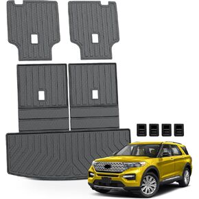 KUST Trunk Cargo Mat for 2020-2025 Ford Explorer 6 Seats, Rubber Rear Cargo Liner with 2nd/3rd Row Backrest Mat for Explorer Accessories All Weather Cover