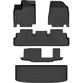 AIPOIL® Floor Mats & Cargo Liner Set for 2022-2025 Nissan Pathfinder 8 Seats & Infiniti QX60 7 Seats All Weather Protection TPE Anti-Slip Automotive Full Set Custom Car Mats Accessories - Black