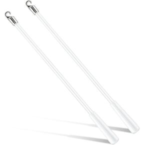 2Pcs Vertical Blind Wands,White Fiberglass Curtain Pull Wand,Curtain Pull Rod with Hook and Handle, Reliable Curtain Blind Wand,Space Saving Vertical Blinds Replacement Part