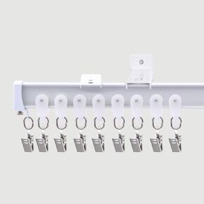 Flexible Ceiling Curtain Tracks, Ceilings Track for Curtains, Aluminum Curtains Track Ceilings Mount,Wall Mount Curtain Rail, Ceiling Curtain Rod, Sliding Curtain Tracks with Clips (Black 24FT)