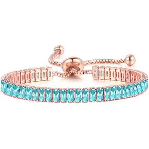 Harlorki Unique Design Adjustable Titanium Steel Cubic Zirconia Rhinestone Charm Tennis Bracelet Shiny Crystal Sparkling Wrist Bangle Cuff for Women Lady
