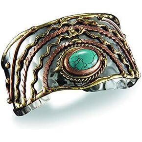 Janya Collection Mixed Metal Cuff Bracelet - Turquoise