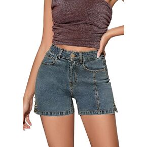 Casual Jean Shorts for Women Trendy Rivet High Waisted Stretchy Denim Shorts 2025 Summer Jeans Short