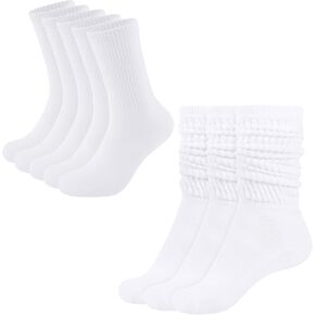 CLOSEMATE 5 Pairs Womens Crew Calf Socks (US Womens Size: 5-8) and 3 Pairs Crew Slouch Socks for Women (US Womens Size: 5-11)