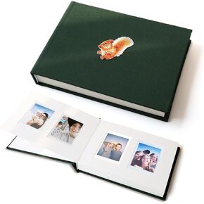 3 Inch Hardcover Mini Photo Album with Writing Space 52 Pockets Fitting for Fujifilm Instax Mini 12/11/9/8/7+/70/90,For Polaroid Now/OneStep Instant Cameras, Wedding Guest Book Album (green-squirrel)