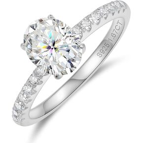 1.5 2 Carat Oval Moissanite Rings For Women 18K Gold Plated Rings S925 Sterling Silver Moissanite Engagement Ring for Women VVS1 D Color Moissanite Jewelry