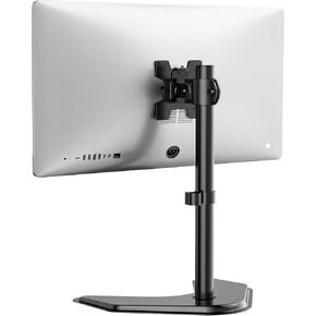 WALI Quad Monitor Stand, Free Standing 4 Monitor Stand Fully Adjustable Desk Mount Fits Monitors up to 27 Inch, Holds up to 17.6 lbs per Arm (MF004), Black
