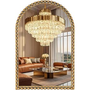 مرآة الحمام المرآة الحمام المرآة مرآة حبة ذهبية غامضة ، 24 "× 36" مرآة الذهب العتيقة ، مرايا جدران كبيرة ريفي مقوسة ديكور لغرفة النوم ، غرفة المعيشة ، المدخل ، الموقد