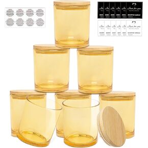 CONNOO 15 Pack 7 OZ Matte Black Candle Jars with Bamboo Lids for Making Candles, Thick Glass Candle Jars Empty Jars in Bulk with lids - Dishwasher Safe