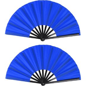 2 Pack Large Folding Hand Fan for Men/Women, Rave Fan Chinese Kung Fu Tai Chi Hand Fan Black Vintage Foldable Hand Fans for Dancing, Festival, Gift, Home Decorations(Black&White)