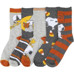 الفول السوداني BioWorld Snoopy & Woodstock Halloween Women's 5-Pair Crew Socks