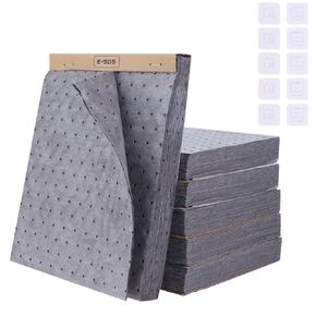 E-SDS Oil Absorbent Pads Suspend Garage Accessories Oil Spill Mat 5 * 20 Pcs Absorbent Pads for Spills 10"x13"x2mm Spill Pads for Water Protecting Home Garage Basement (Grey,100pcs)