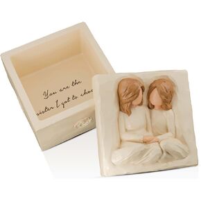 Best Friend Birthday Gifts for Women, Forever Friends, Friendship Gifts for Women, Sister Gifts Sculpted Hand-Painted Keepsake Box