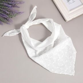 Bandana Headband Trendy White Head Scarf,Kerchief White Headbands for Women Cute Adjustable Floral Triangle Head Kerchief for Women Hair Breathable