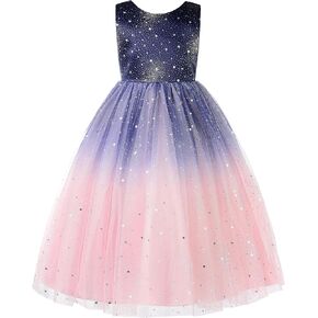 Uhnice Flower Girl Dress Sparkle Ball Gown Bridesmaid Tulle Dresses for Wedding Birthday Party Pageant