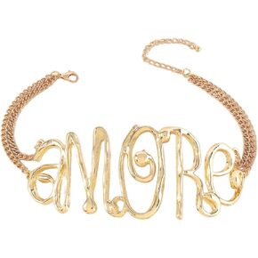 Fuqimanman2020 Love Choker Necklace Hip Hop Gold Silver Letter Statement Necklace for Women