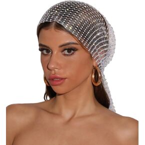 Party.Art Women Mesh Rhinestone Headbands Glitter Fishnet Diamond Headpiece Sparkly Rave Hollow Fashion Hair Accessories