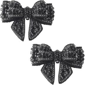 2 Pcs Bow Detachable Shoe Decorations, Rhinestone Applique Shoe Bow Decorative Shoes Accessory Crystal Bowknot Shoe Patches for Wedding Shoes Women Party