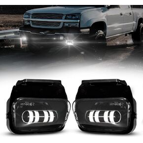 BUNKER INDUST LED Fog Lights Compitable for 2003 2004 2005 2006 Chevy Silverado 1500/1500HD/2500/2500HD/3500, OEM Replacement Bumper 30W Driving Fog Lamp Kit
