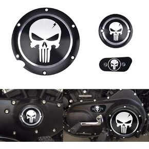 3 in 1 Skull Engine Derby Timer Cover Chain Inspection Cover Replacement for Harley Sportster Iron XL 883 1200 48 72