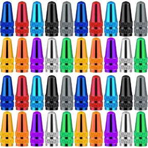 40 Pieces 10 Colors Presta Valve Stem Caps Bike Tire Valve Stem Caps Aluminum Presta Cycling Valves Cap Prestas Valves Air Tire French Style Cap for Road Racing Bicycle