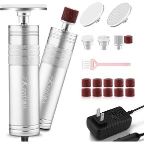 Kredioo Electric Foot Callus Remover 5 Nano Glass Nail File Grinding Heads and Sanding Bands Pedicure Tools for Feet Adjust Speed R/F Direction Remove Calluses Dead Dry Skin