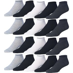JAMES FIALLO Men's 20 Pairs Classy Extra Lightweight Colorful Patterned Low Cut/No Show Socks