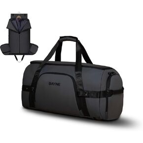 Bayne Convertible Large Size Garment Duffel Bag for Travel, Carry on Garment Duffel Bag for Men and Women - 2 in 1 Hanging Suitcase Suit Travel Bag (Matt black)