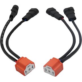 2Pack Headlight Bulb Conversion Plug and Play Wire Adapter Sockets Compatible with JDM/EDM 9006 9005 to H4 Headlight