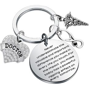 BAUNA Doctor Appreciation Gift Doctor Keychain with Caduceus Charm She Could So She Did Medical Doctor Jewelry