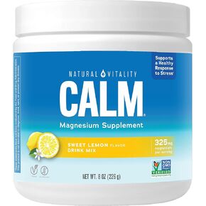 Natural Vitality Calm, Magnesium Supplement, Anti-Stress Drink Mix Powder, Gluten Free, Vegan, & Non-GMO, Sweet Lemon, 8 oz