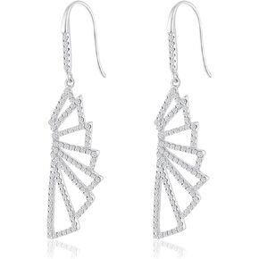 Dangle Earrings for Women 18K Gold Plated 925 Sterling Silver Triangle Wing-Inspired Hollow Design with 6A Zircon Drop Earring Fashion Jewelry Gift for Her
