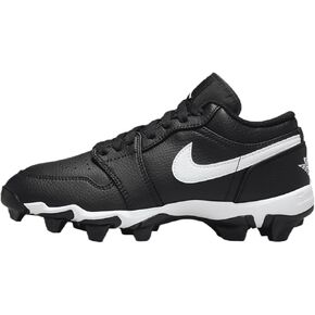 Jordan 1 Low Little/Big Kids' Cleats (HF6885-001, Black/White/White) Size 4