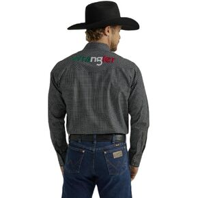Wrangler Men's Mexico Logo Long Sleeve Snap Shirt