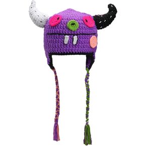Demon Horns Beanie Without Brim Women Soft Knitted Hip Hop Hat Fun Winter Outdoor Ski Warm Monster Horn Hat Multicolor