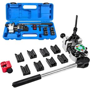 Professional Brake Line Flaring Tool Kit - 45 Degree Single, Double and Bubble Flares Pipe Flare Tool for 3/16", 1/4", 5/16", 3/8" Brake Repair Brake Flaring Tools Brake Line and Tubing Flaring Tool