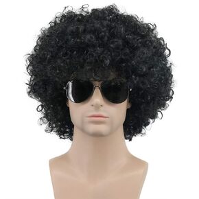كارلري البالغين الرجال النساء الأفرو 70s 80s قصيرة مجعد بلاك روكر حفلة WIG كاليفورنيا هالوين زي COSPLAY